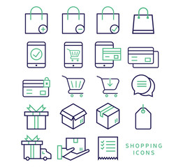 Outline icons about shopping