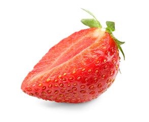Ripe strawberry on white background