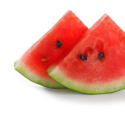 Delicious cut watermelon on white background