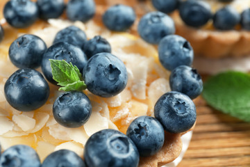 Delicious blueberry tart, closeup