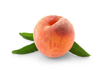 Fresh peach on white background