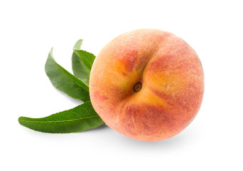 Fresh peach on white background