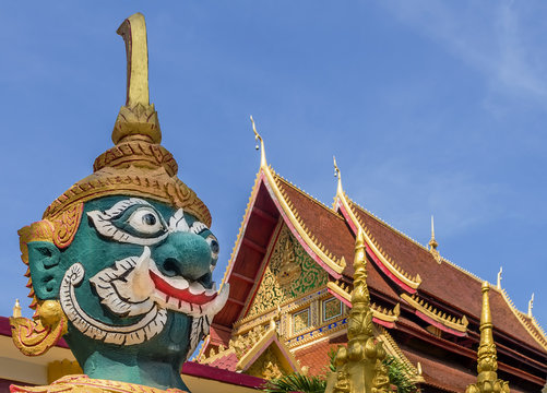 Giant guardian statue of Wat Mixai temple in Vientiane, Laos