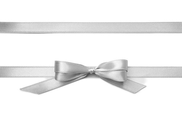 Silver Bow Ribbon, Bow Ribbon, Ribbon, Bow PNG Transparent Image