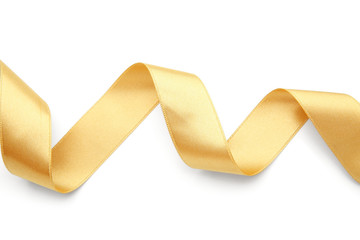 Golden ribbon on white background