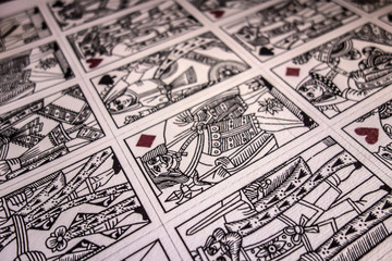 Obraz premium Old playing cards stenciled sheet