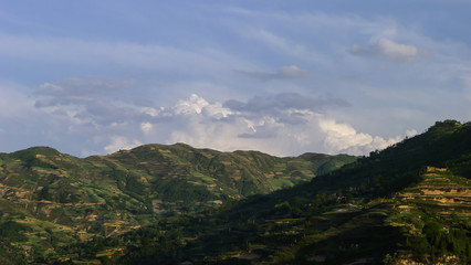 A Sketch of Hills under the Blue Sky