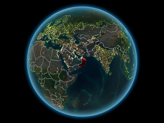 Oman on planet Earth from space at night