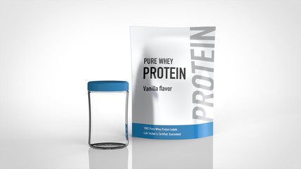 袋プロテインと空のプロテインシェイカー