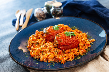 Stuffed Tomatoes, Rice with Tomato