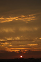 Setting Sun Rays Reflected the Rosy Clouds