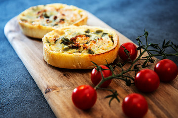 Leek quiche and smoked salmon