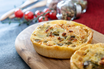 Leek quiche and smoked salmon