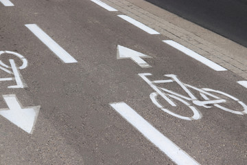 Fototapeta premium City bicycle trail With a bicycle mark