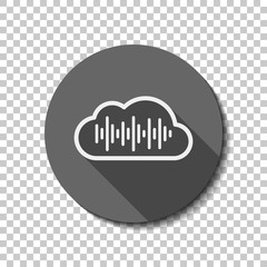 Simple icon with cloud and sound equalizer wave. Thin outline. f
