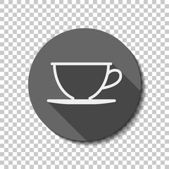 Simple cup of coffee or tea. Linear icon, thin outline. flat ico