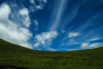 Over the mountains is a thin layer of clouds