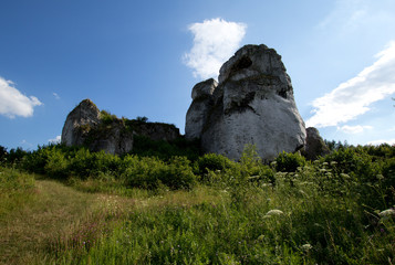 rock against the blue sky - Jura Krakowsko-Częstochowska - geographical macroregion located in southern Poland
