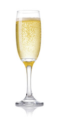 glass of champagne isolated on white background