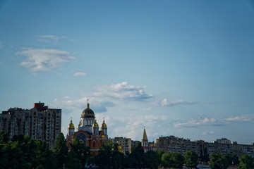 Cloudscape background, sky and clouds, summer day.