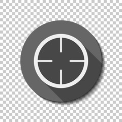Simple target icon. flat icon, long shadow, circle, transparent