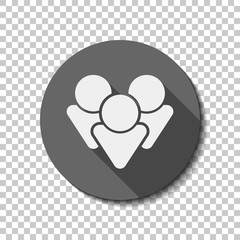 Team group icon. flat icon, long shadow, circle, transparent gri