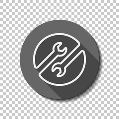 Repair service. Linear, thin outline. flat icon, long shadow, ci