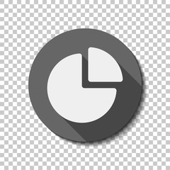 Business pie chart icon. flat icon, long shadow, circle, transpa