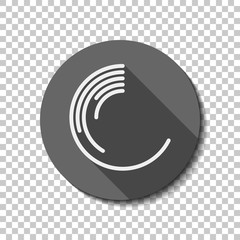Business pie chart icon. flat icon, long shadow, circle, transpa