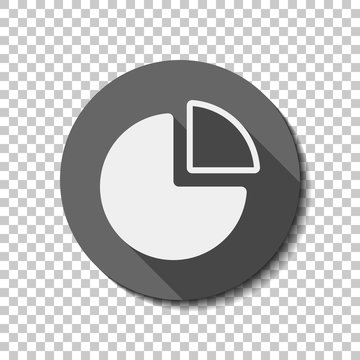 Business pie chart icon. flat icon, long shadow, circle, transpa