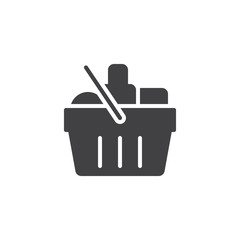 Grocery shopping basket vector icon. filled flat sign for mobile concept and web design. Basket With Food simple solid icon. Symbol, logo illustration. Pixel perfect vector graphics