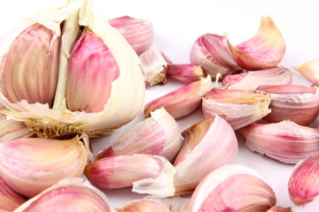garlic cloves  on a white background