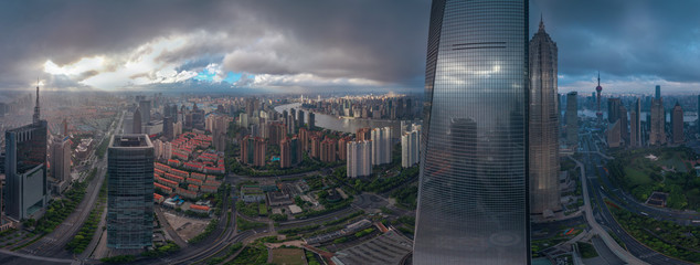 Fototapeta premium Panorama view of Shanghai city. 