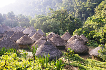 Village of the Kogi Indians in the mountains of the Sierra Nevada - Santa Marta/ Magdalena/ Colombia - obrazy, fototapety, plakaty