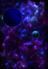 Obraz na płótnie Canvas Magnetic Universe, Galaxy, colorful nebulae, mysterious planets
