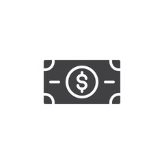 Dollar bill vector icon. filled flat sign for mobile concept and web design. Money simple solid icon. Symbol, logo illustration. Pixel perfect vector graphics