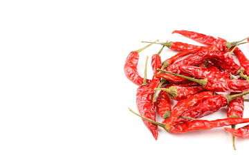 dried thai chili peppers isolated on a white background