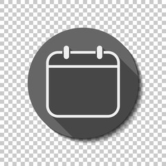 Simple calendar, Linear, thin outline. flat icon, long shadow, c