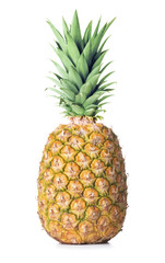 single  ripe pineapple fruit isolated on white background