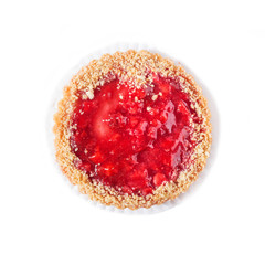 tart with strawberry around white