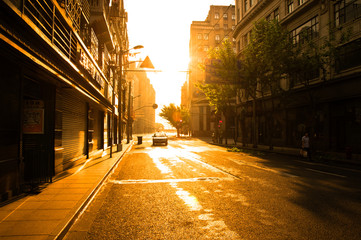 Shanghai China Nanjing Road Sonnenaufgang