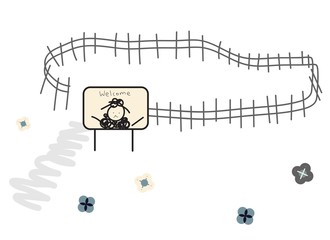 welcome sign with fence in a farm vector