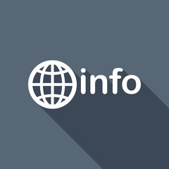 domain for information resources, globe and info. White flat ico