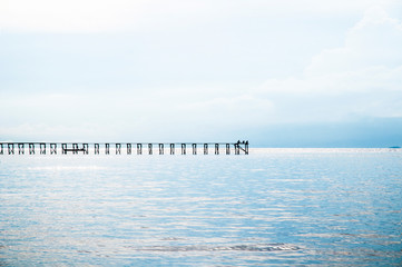 Fototapeta premium Steg Wasser Meer silhouette Ozean