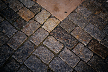 ancient cobblestone pavement