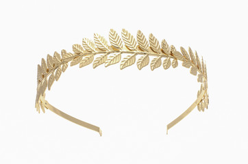 golden laurel wreath, headband isolated on white