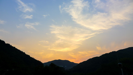 View of Beautiful Mountains Landscape in the Sunset