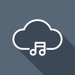 Cloud music library, striming. Simple linear icon with thin outl