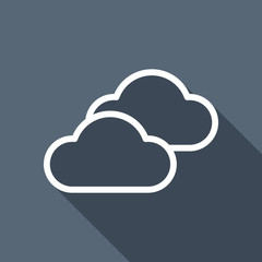 Mostly cloudy icon. Simple linear icon with thin outline. White