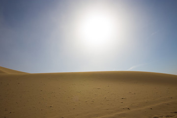 Empty Desert in Sand storm over blue sky summer on Silk Road